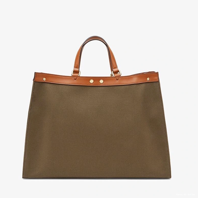 Affordable HOT Motif Peekaboo X-Tote Coffee Medium Canvas Fendi FF In 0714